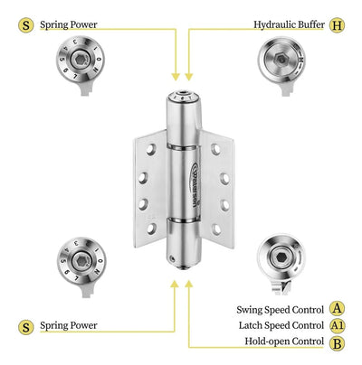 Heavy Duty Arch Door Closer -  Self-Closing Spring Hinges  - 4" x 4" Inch - Full Mortise  - 304 Stainless Steel - For 1-3/4"  Thick Doors up to 260 lbs. - 3 Pack