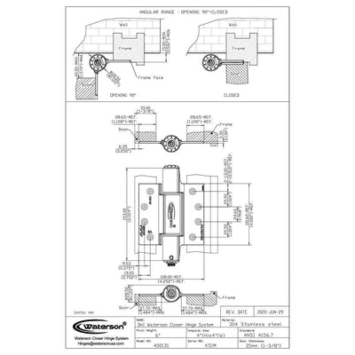 Heavy Duty Arch Door Closer -  Self-Closing Spring Hinges  - 4" x 4" Inch - Full Mortise  - 304 Stainless Steel - For 1-3/4"  Thick Doors up to 260 lbs. - 3 Pack