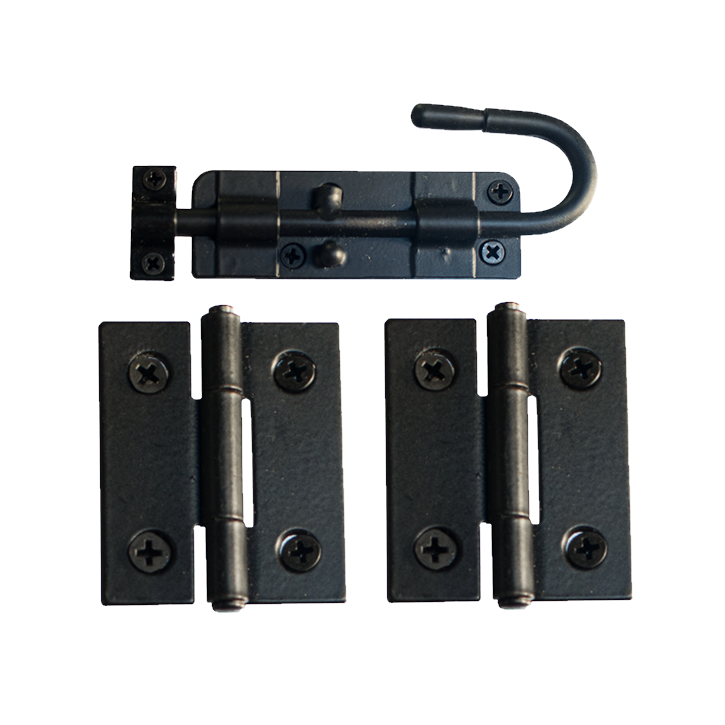 Economy Hinge and Latch Kit for Door and Gate Grille Iron Door Viewer - Multiple Finishes Available - Sold as Set