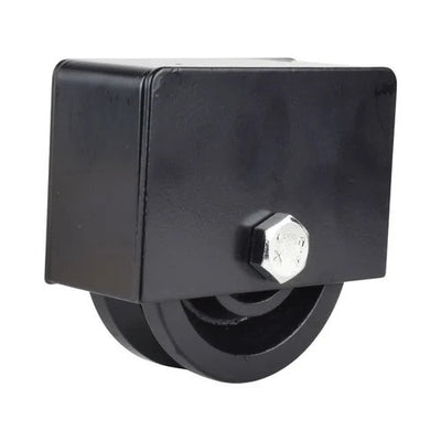 Gate Wheels - Cast Iron V-Groove Pulley Wheel in Box - 4-1/2" Inch x 1-1/2" Inch - Black Powder Coat Finish - Sold Individually