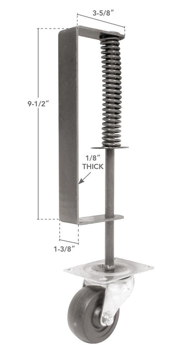 Gate Wheels - Heavy Duty Gate Spring Roller - 16" Inch Height - Mill Finish - Sold Individually