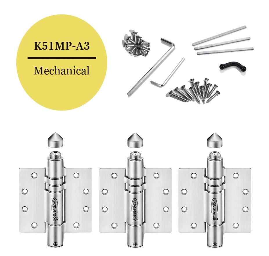 Adjustable Gate Spring - Heavy Duty Self-Closing Gate Spring Hinges / Gate Closer - 4-1/2" Inch X 4-1/2" Inch - Butt Hinge With Weather Cap - 304 Stainless Steel - For 1-3/4" Inch Thick Doors Up To 260 Lbs. - 3 Pack