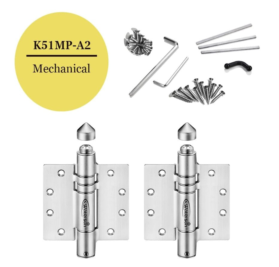 Adjustable Gate Spring - Heavy Duty Self-Closing Gate Spring Hinges / Gate Closer - 4-1/2" Inch X 4-1/2" Inch - Butt Hinge With Weather Cap - 304 Stainless Steel - For 1-3/4" Inch Thick Doors Up To 150 Lbs. - 2 Pack