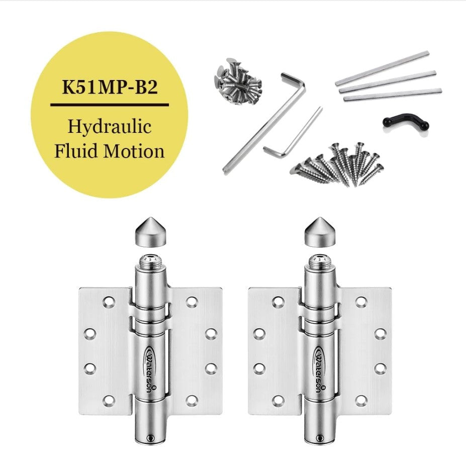 Adjustable Gate Spring - Heavy Duty Self-Closing Gate Spring Hinges / Gate Closer - 4-1/2" Inch X 4-1/2" Inch - Butt Hinge With Weather Cap - 304 Stainless Steel - For 1-3/4" Inch Thick Doors Up To 150 Lbs. - 2 Pack