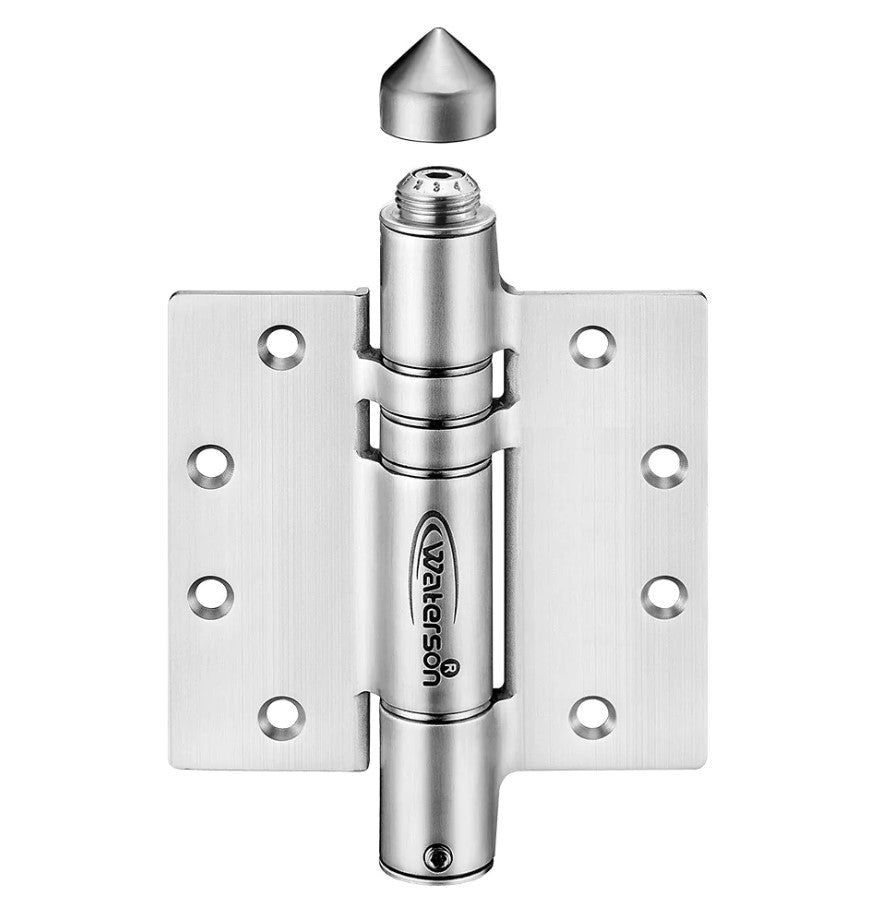 Adjustable Gate Spring - Heavy Duty Self-Closing Gate Spring Hinges / Gate Closer - 4-1/2" Inch X 4-1/2" Inch - Butt Hinge With Weather Cap - 304 Stainless Steel - For 1-3/4" Inch Thick Doors Up To 150 Lbs. - 2 Pack