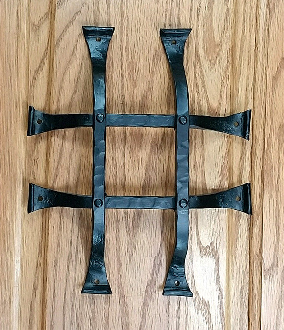 Premium Curled Tip Door and Gate Grille - 8" Inch x 10" Inch - 4 Bars - Black Powder Coat Finish - Sold Individually