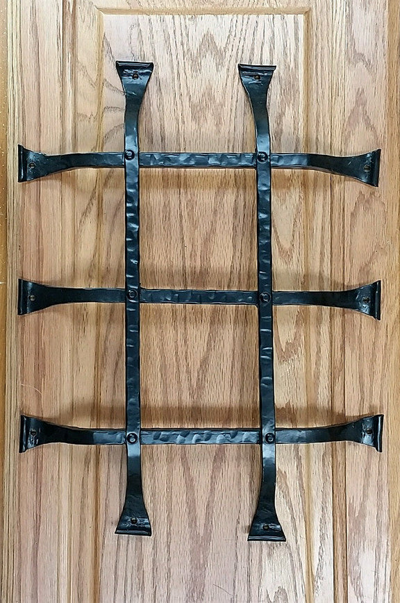 Premium Curled Tip Door and Gate Grille - 12" Inch x 16" Inch - 5 Bars - Black Powder Coat Finish - Sold Individually