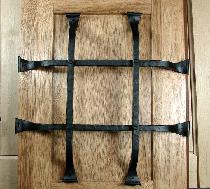 Premium Curled Tip Door and Gate Grille - 14" Inch x 14" Inch - 4 Bars - Black Powder Coat Finish - Sold Individually