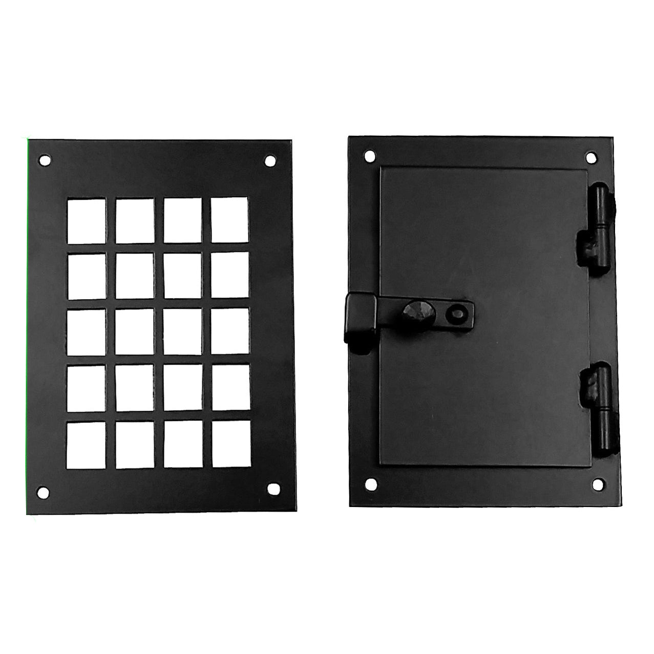 Door and Gate Grille - Peephole Hinged Door Viewer - Square Style - 4-1/2" Inch x 7" Inch - Sold as Kit