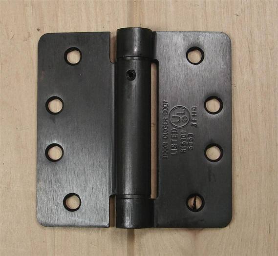 Clearance-4" X 4" Spring Hinges With 1/4" Radius Corners And Template Hole Pattern - Oil Rubbed Bronze - 2 Pack