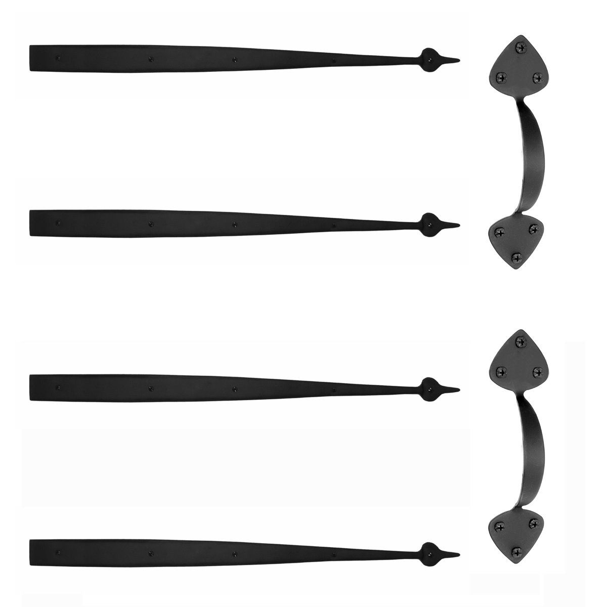 Small Spade Garage Door Hardware Kit - 21-1/4 inch - Matte Black - Sold as a Set