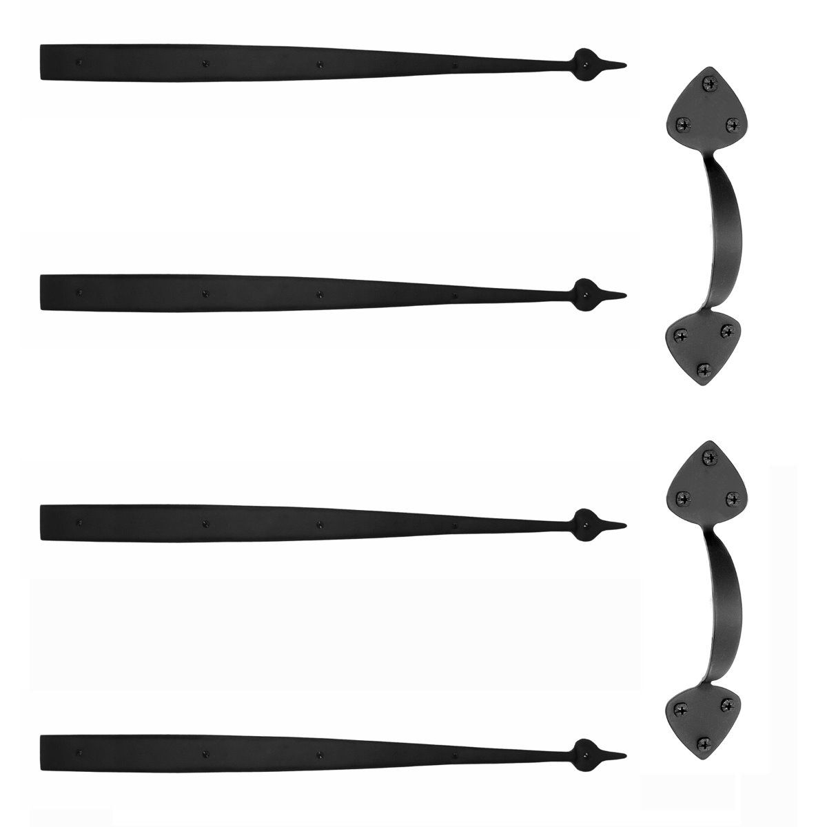 Small Spear Garage Door Hardware Kit - 24 inch - Matte Black - Sold as a Set