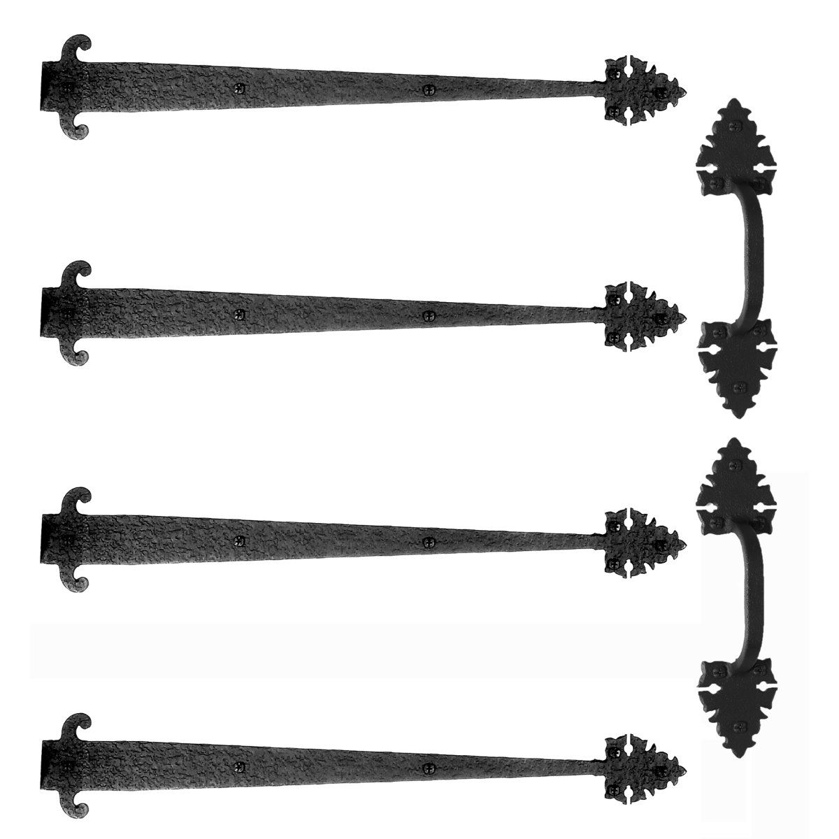 Small Warwick Garage Door Hardware Kit - 22 inch - Matte Black - Sold as a Set