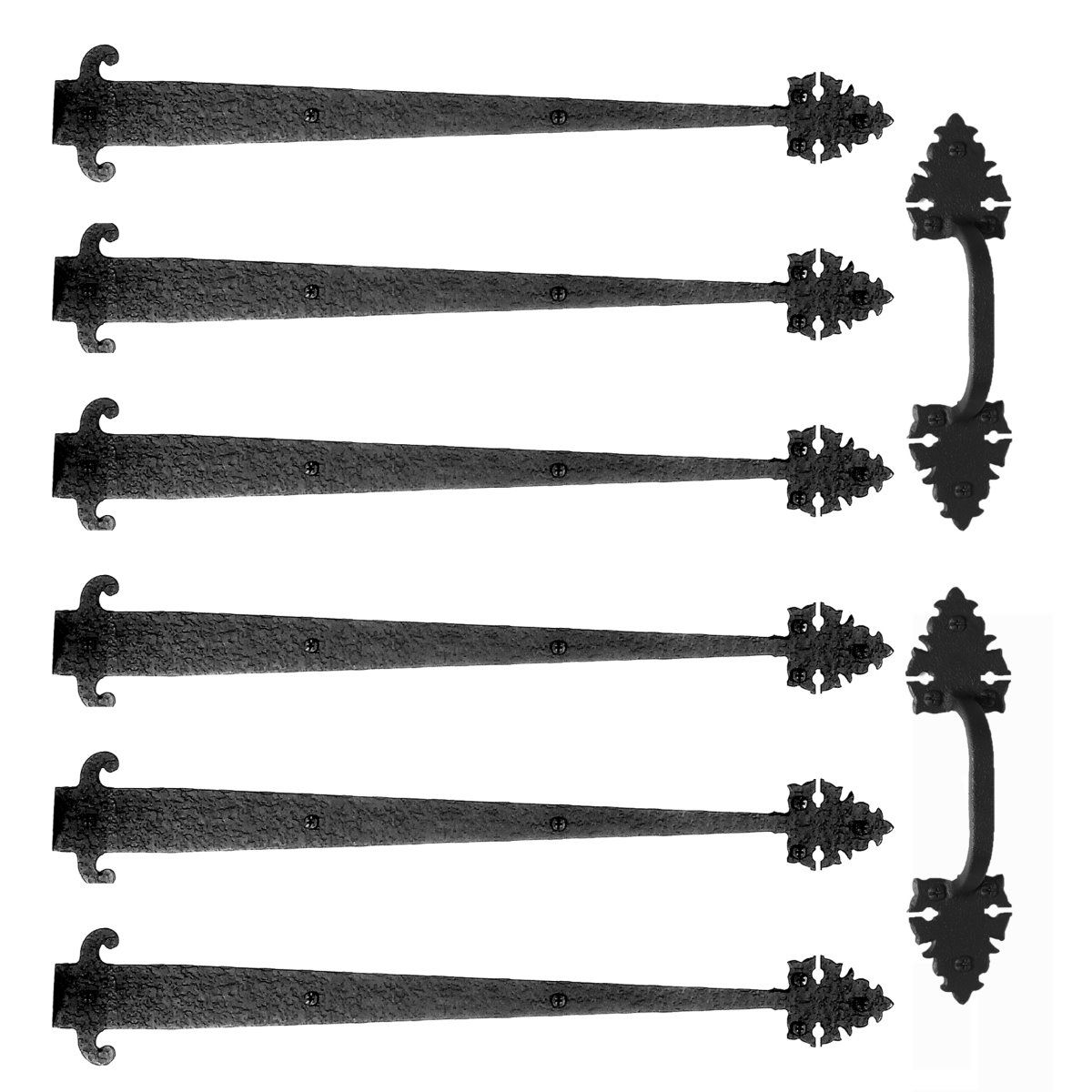 Large Warwick Garage Door Hardware Kit - 22 inch - Matte Black - Sold as a Set