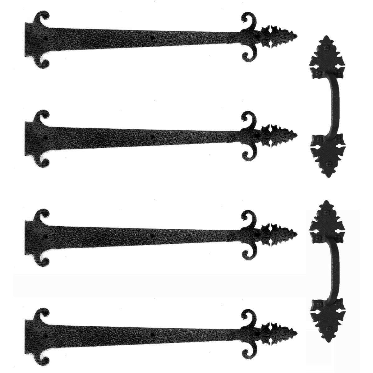 Small Warwick with Wings Garage Door Hardware Kit - 24 inch - Matte Black - Sold as a Set