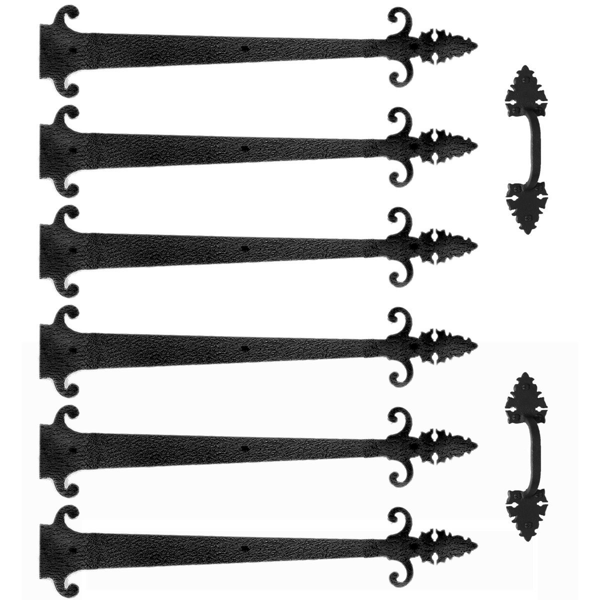 Large Warwick with Wings Garage Door Hardware Kit - 24 inch - Matte Black - Sold as a Set